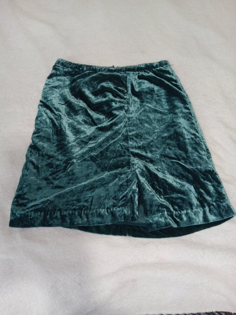 Anthropologie Velvet Mini Skirt Teal Green Ruched Front Womens Size 6 Holiday - Picture 5 of 11